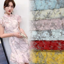 古装雪纺印花刺绣布激光立体梅花口金包童装连衣裙绣花蕾丝面料