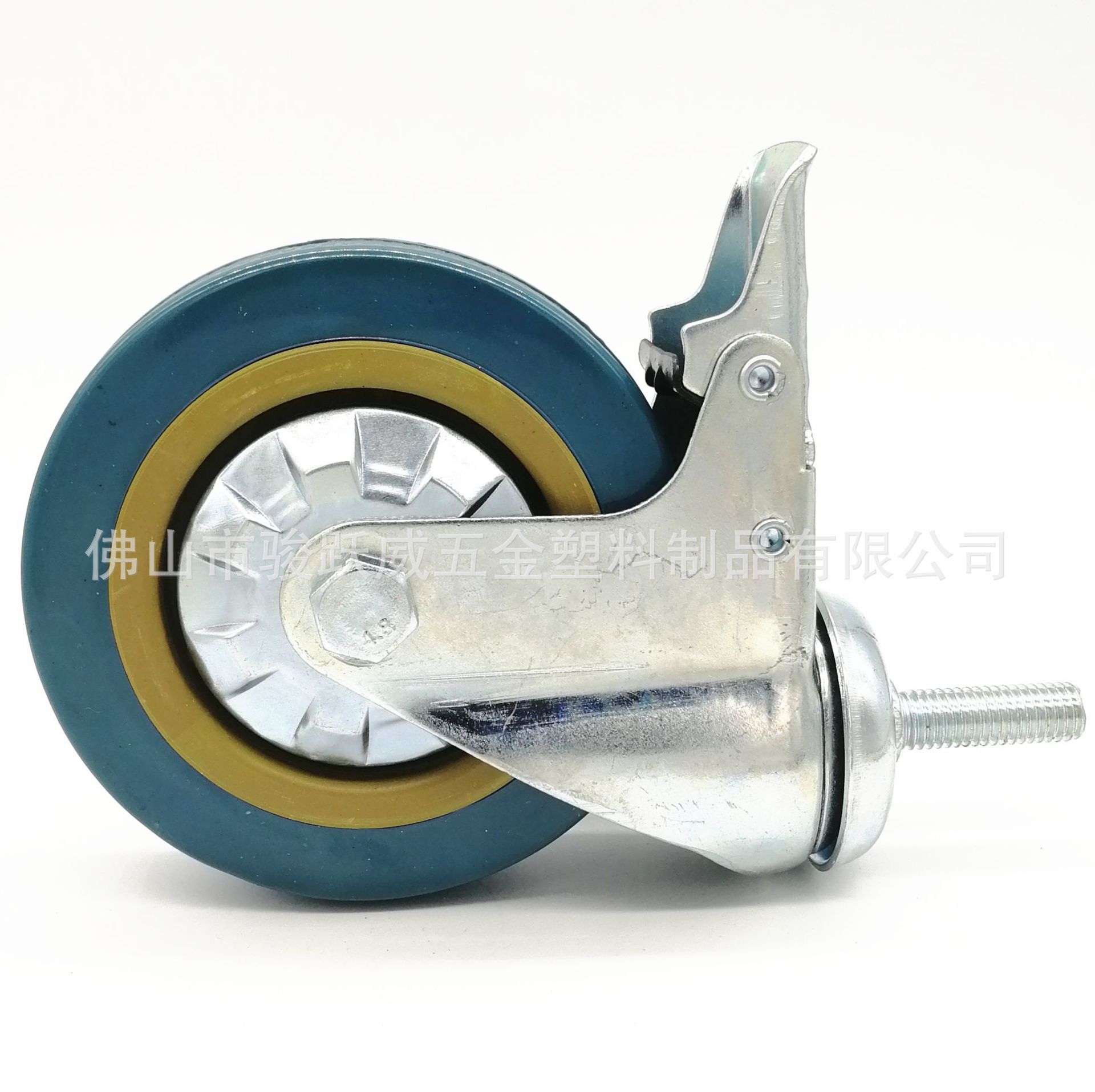 厂家供应PVC工业脚轮 4寸丝杆10*30带刹灰胶脚轮  万向脚轮