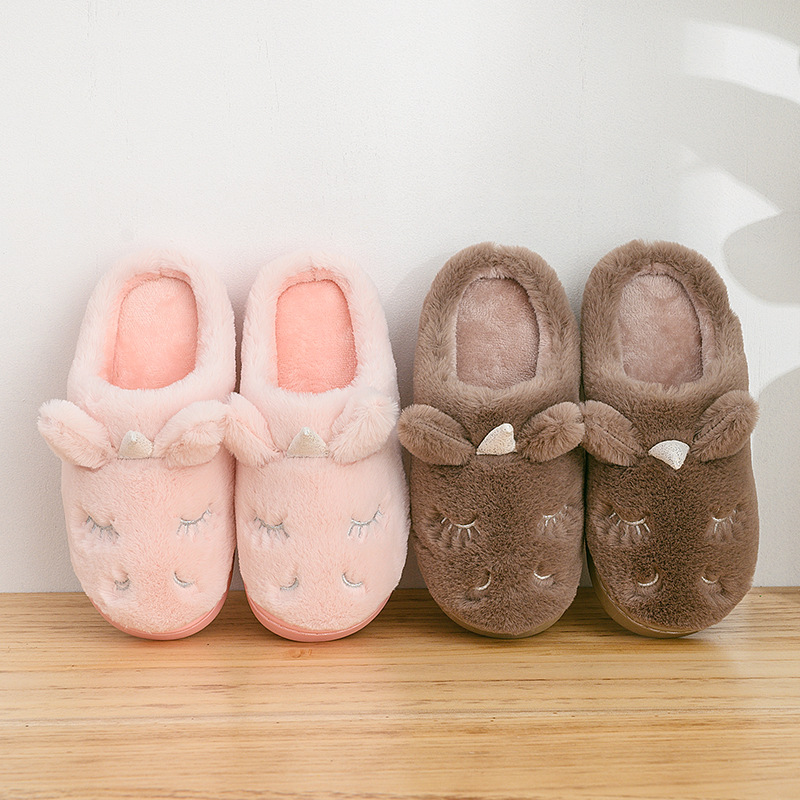 new pattern lovely Cartoon unicorn Cotton mop Home Furnishing children Cotton slippers Autumn and winter indoor non-slip Plush Cotton-padded shoes