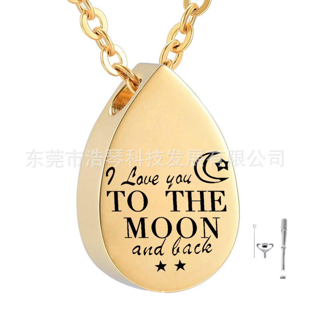 Трансграничные поставки ПЭТ пепел ожерелье Золотая КАПЛЕВИДНАЯ Луна Звезда пепел шкатулка кулон эфирное масло бутылка ювелирные изделия