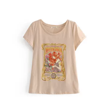 New Wholesale Mermaid Apricot Crew Neck Short Sleeve T-shirt - ShopShipShake