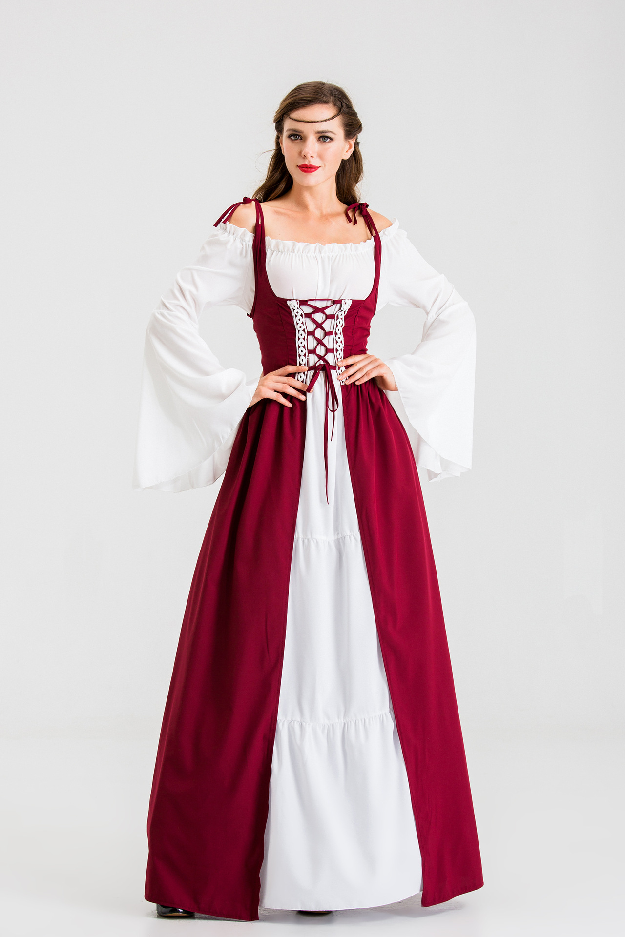 送帽子复古欧洲宫廷服装 蕾丝洋装裙 皇后服装长裙万圣节舞会女王-阿里巴巴