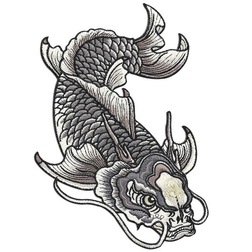 Japanese-style Koi fish clothing decoration patches, large, symmetrical carp appliques, versatile embroidery patches, no-glue hand-stitched for patching holes