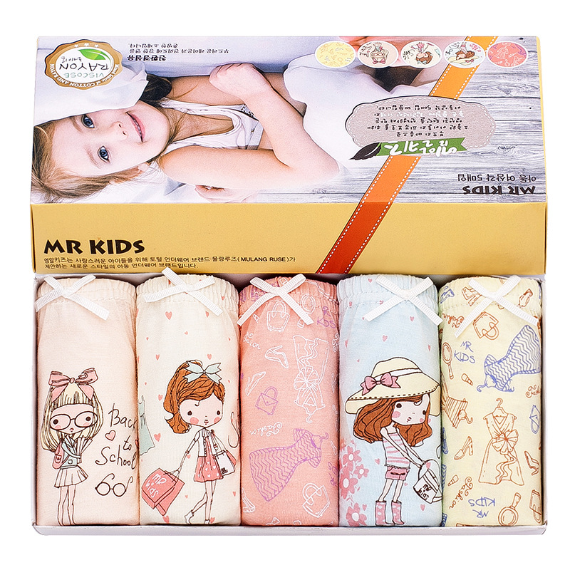 new pattern the republic of korea girl girl children Briefs Five box-packed Underwear Children baby shorts On behalf of