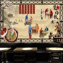 復古餐飲店牆面裝飾壁紙飯店餐廳背景牆壁畫3d立體煲仔飯牆紙牆布