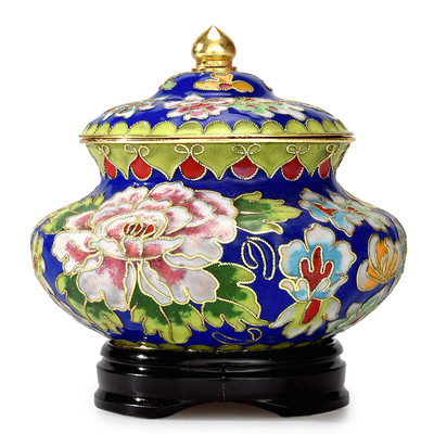 景泰蓝花丝如意罐 铜胎掐丝珐琅茶叶罐 4寸洗子 纯手工小实用件|ms