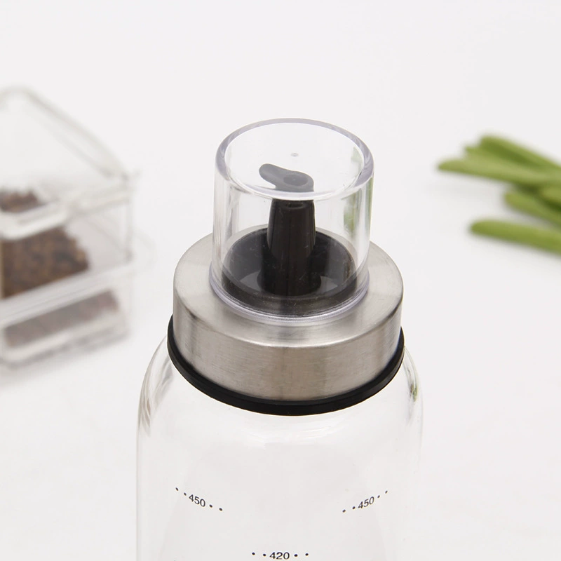High borosilicate transparent lid oil bottle creative leak-proof glass oil bottle kitchen soy sauce vinegar bottle dust-proof condiment bottle wholesale