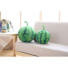 创意仿真水果圆绿西瓜抱枕毛绒玩具公仔球形西瓜水果道具批发