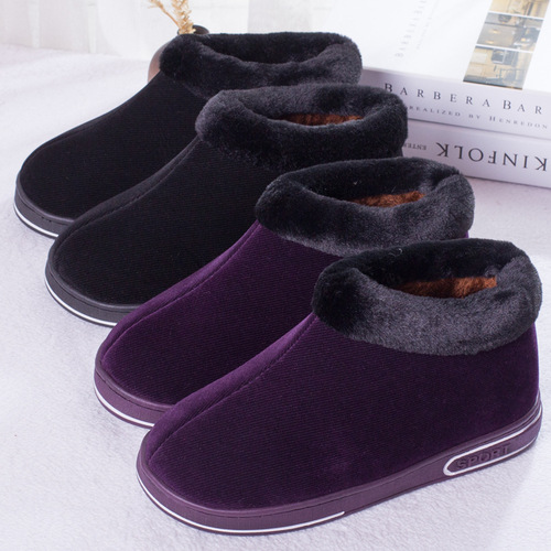 New middle-aged and elderly women's bag-heeled cotton shoes, indoor and outdoor, velvet thick-soled home handmade cotton shoes, corduroy cotton slippers, winter