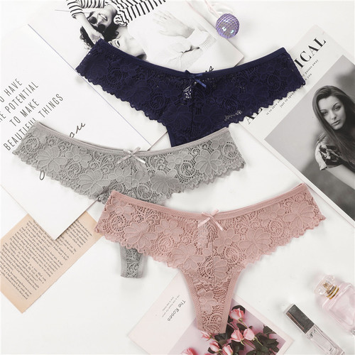 Lingerie Lace Tanga Panti for Women, Triangular Mesh for Breathability and Antibacterial Cotton Crotch, Amazon EUROS America Plus Size