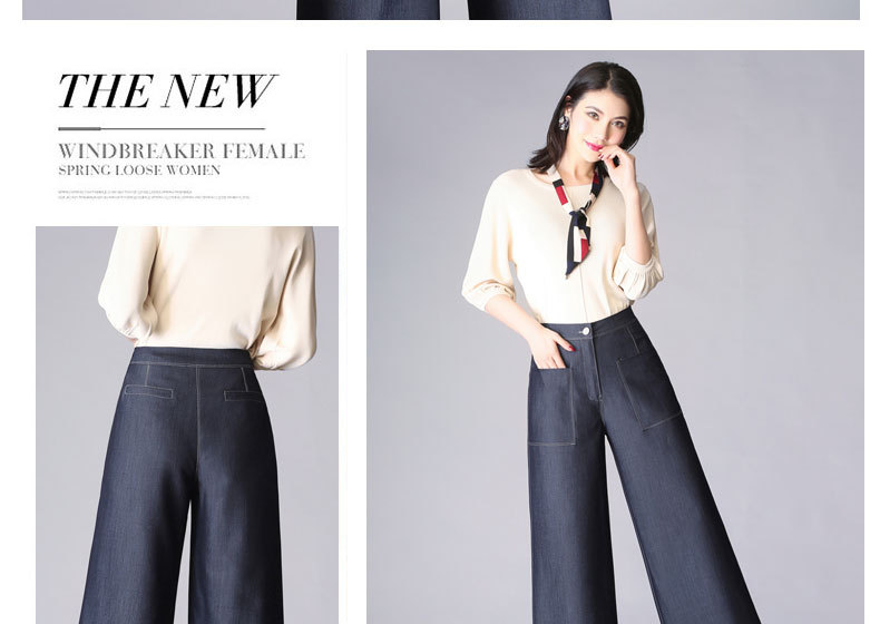 autumn new denim high-waist large-size casual pants NSYY45629