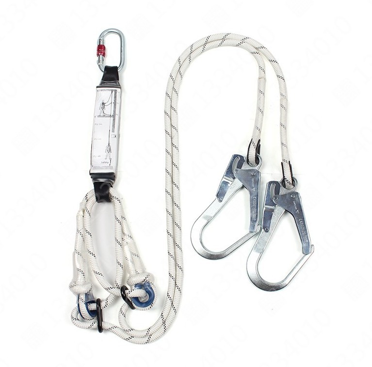 代尔塔504218双大钩可调开口45mm减震绳高空作业缓冲带安全绳钢制|ru