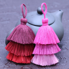 Factory direct sales wholesale mixed color three-layer tassels polyester-cotton tassel pendants hanging tassels clothing bags jewelry handmade