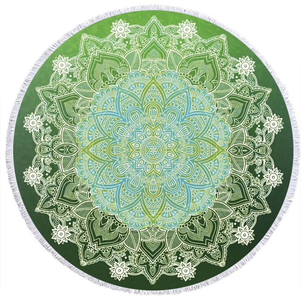 2 день мода волосы Мандала круглый печатных пляжное полотенце из микрофибры пляж Подушка 150 кисточкой края