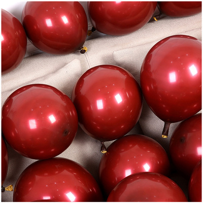 10寸双层香奈红乳胶气球内套金属金色气球圆形装饰婚房派对香奈红