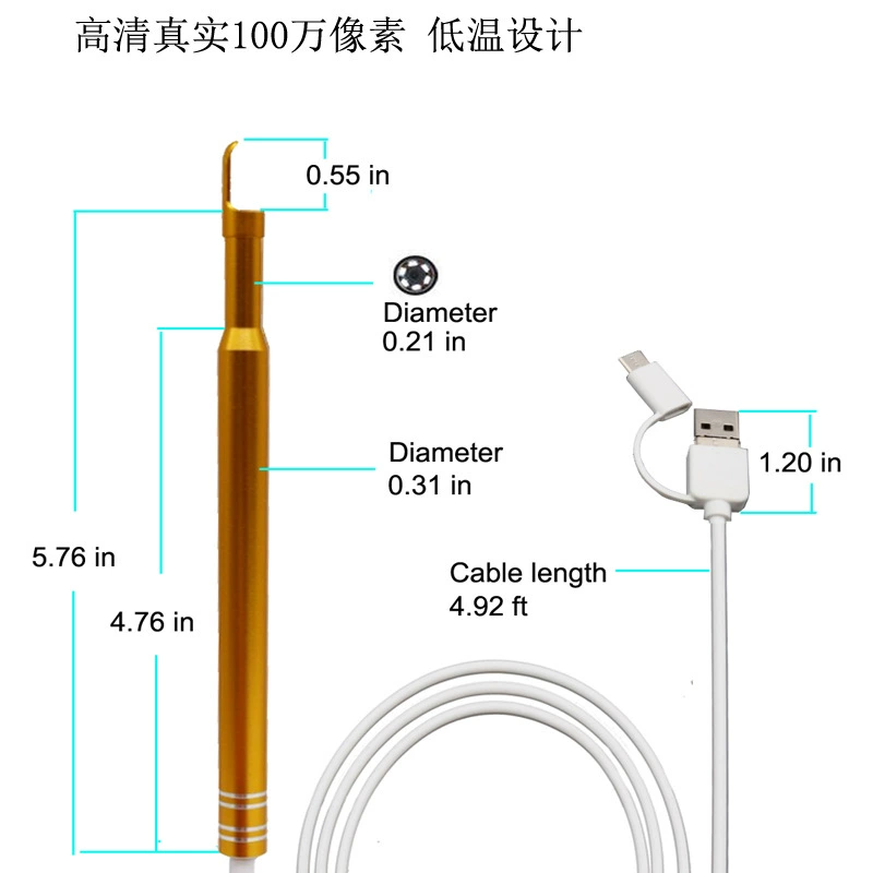 Новый 1 миллион HD визуальная Ушная ложка эндоскоп для осмотра ушного канала эндоскоп ушной эндоскоп USB эндоскоп