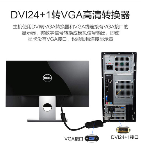 DVI to VGA converter dvi24+1 to vga with chip computer HD cable 1080P monitor