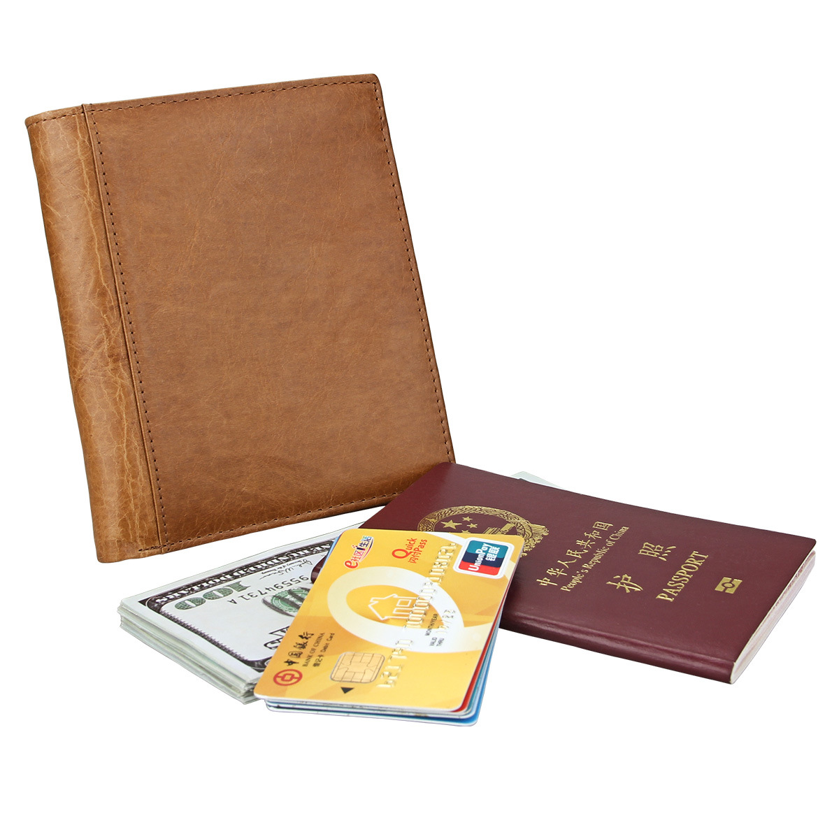 Venta Al Por Mayor De Fábrica  Rfid Hombres Y Mujeres Cuero Genuino Pasaporte Titular Multifuncional Pasaporte Bolsa Id Tarjeta Titular Venta Al Por Mayor display picture 12