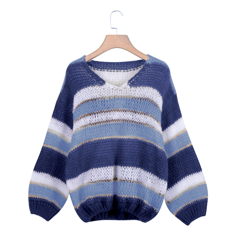 women s new solid color stitching sweater  NSLK11325