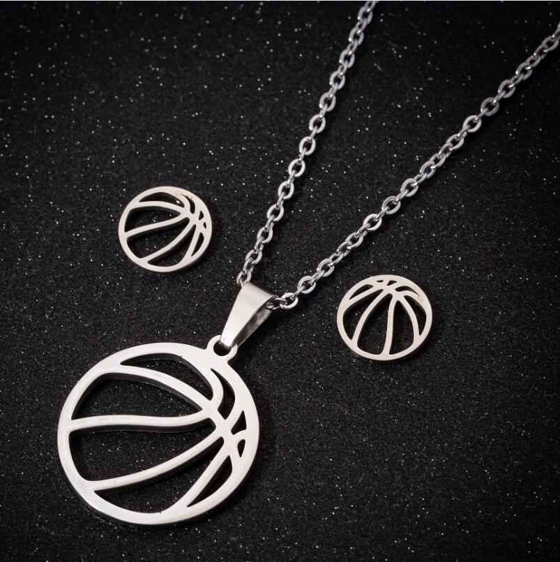 1 Set Simple Style Ball Stainless Steel Plating Earrings Necklace display picture 2