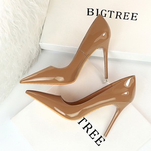 European and American style，fashionable,simplethin,super high heel,bright surface,patent leather,shallow 