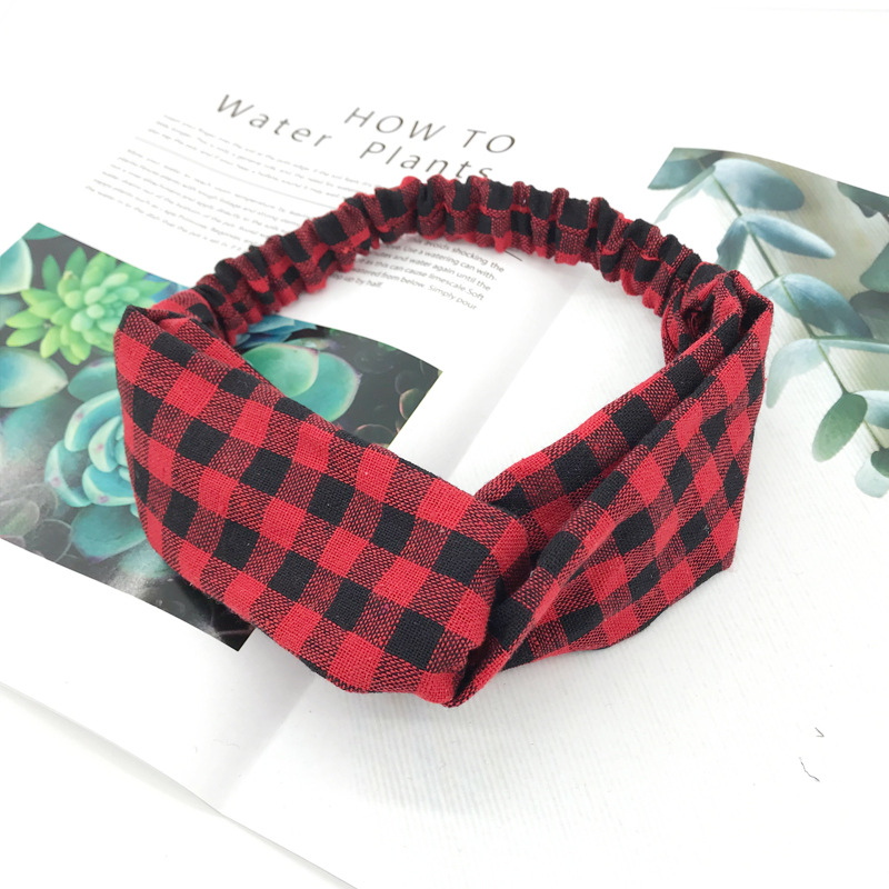 Korean Pastoral Style Girl Heart Plaid Hair Band  New Headband display picture 8