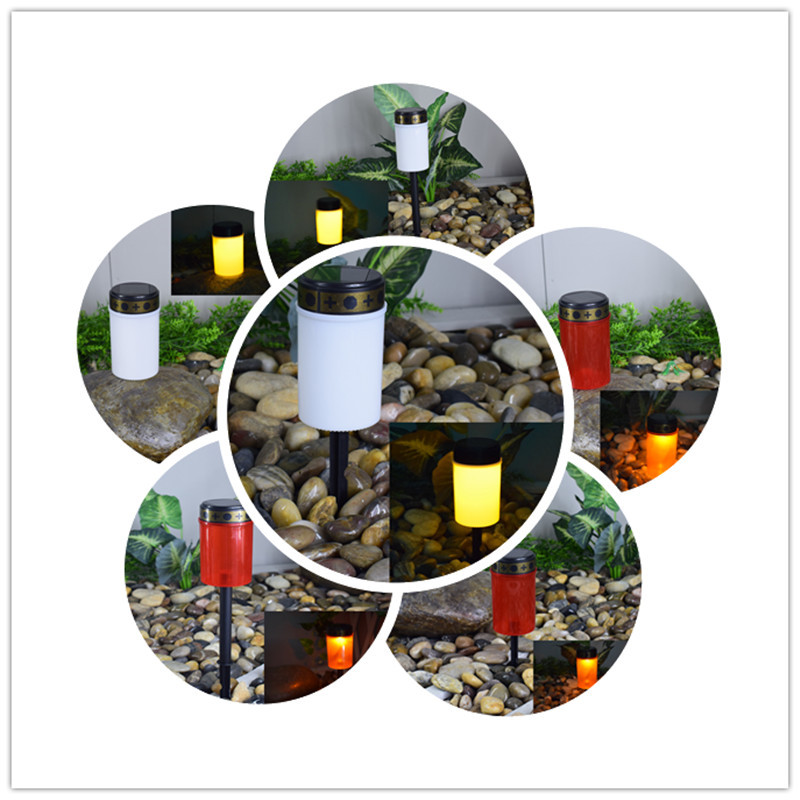 LED草坪地插灯智能感光户外防水墓地灯 红色祭祀祈祷太阳能蜡烛灯
