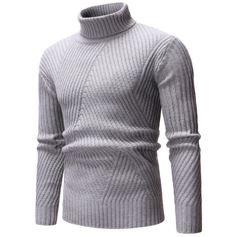 Autumn and winter new men's high neck Pullover Sweater Korean version slim thin solid color sweater student youth sweater