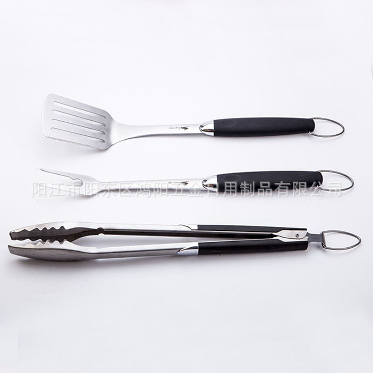 Directo de fábrica TPR mango de plástico parrilla traje BBQ3 set herramientas de barbacoa al aire libre barbacoa traje de cartón