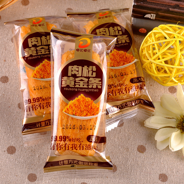 热销 嘟优嘟优肉松黄金条5斤/件 休闲糕点类肉松饼零食品批发