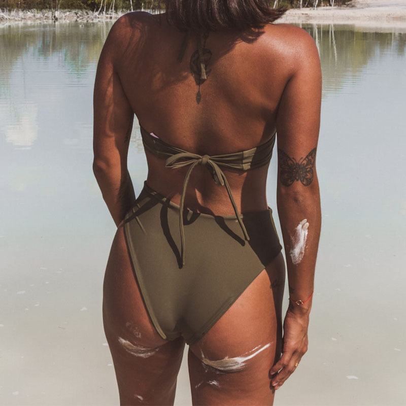 solid color swimwear sexy cross bikini  NSHL2035