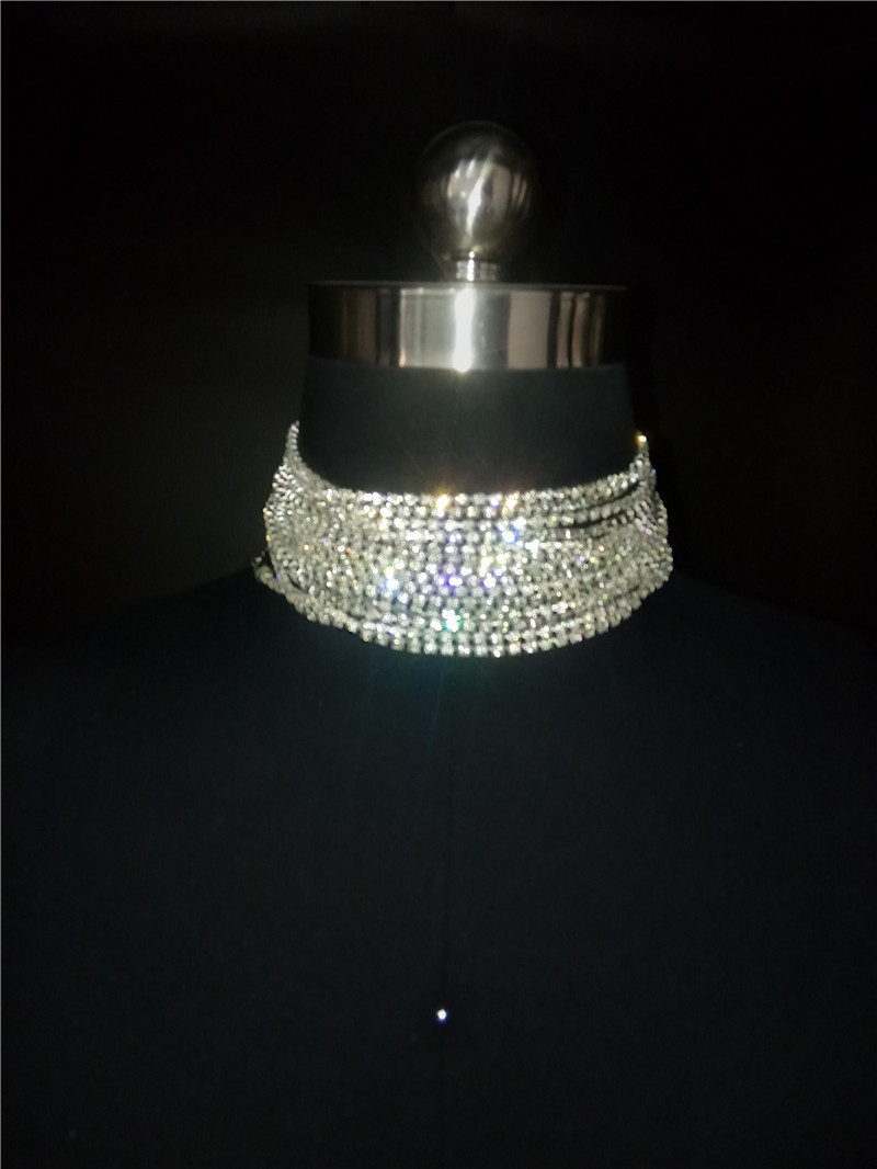 Luxe meerlaagse strass choker ketting voor dames_voghion.com