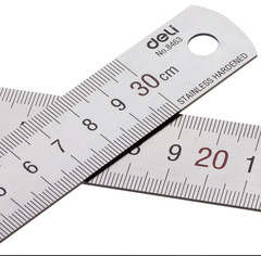Deli 8463 steel ruler 30cm long ruler 30cm steel ruler student grid stainless steel scale