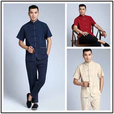 summer new pattern man leisure time Tang costume Men's Cotton and hemp suit Kungfu Online wholesale Color optional