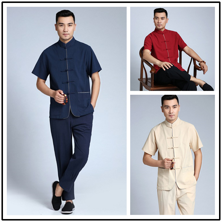 summer new pattern man leisure time Tang costume Men's Cotton and hemp suit Kungfu Online wholesale Color optional