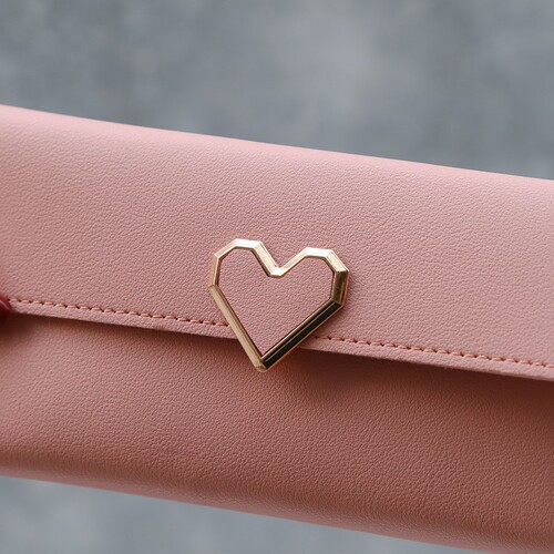 New simple wallet for female students, Korean version, trendy and cute buckle coin purse, wallet, women's wallet, long and thin