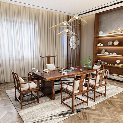 新中式實木茶桌功夫泡茶會客桌椅禅意原木茶台桌子