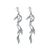 Earrings, gold clip, fashionable long ear clips, European style, new collection, simple and elegant design, 925 sample silver