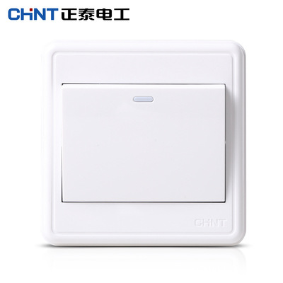 厂家直销现货墙壁开关插座正泰86型明装1C系列雅白色一开单控面板