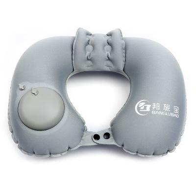 按壓充氣u型枕按壓充氣枕級款枕出行枕充氣枕頭便攜禮品定制