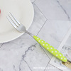 Rainbow -colored plastic handle stainless steel knife fork spoon dot and western tableware wave dot handle, bull buckle spoon