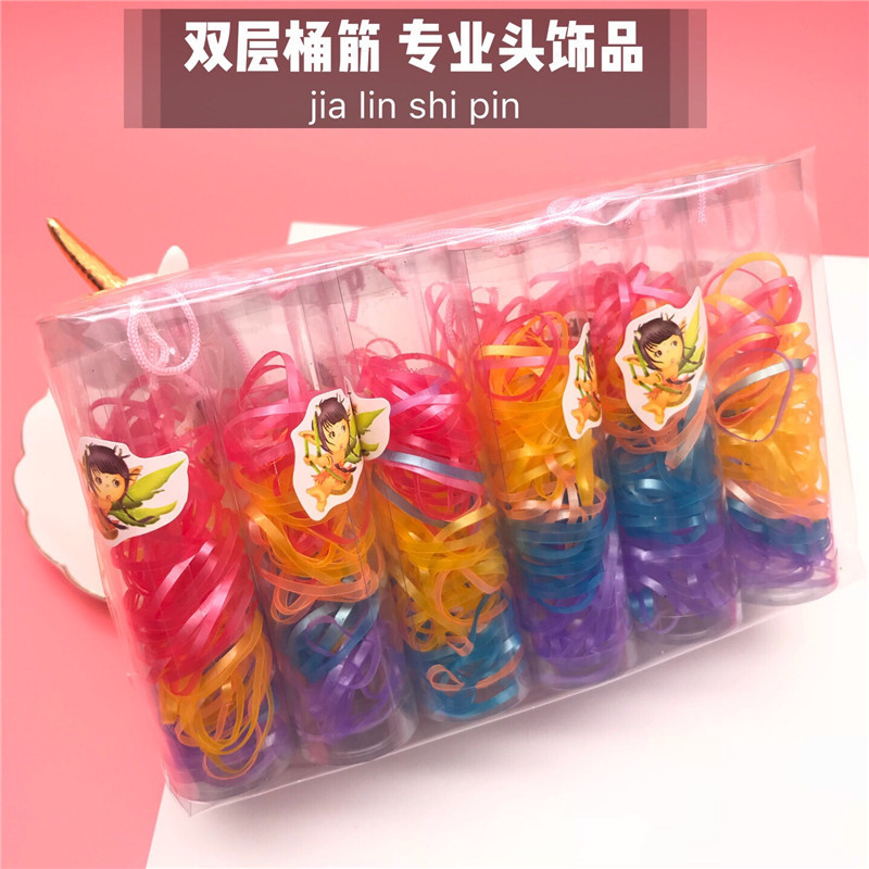 Banda de barril de doble capa para niños desechable fuerte tirón constantemente anillo de pelo anillo de cabeza un yuan dos yuanes tienda cabeza accesorios suministro