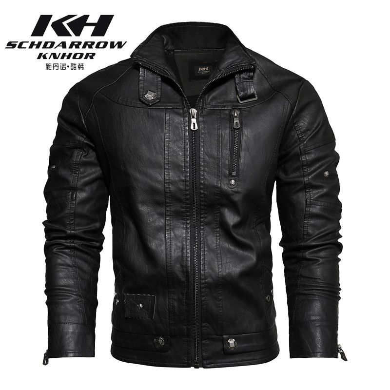 Autumn and winter men's leather jacket new vintage leather jacket trendy high quality brand men's PU coat European and American nostalgic style Autumn and winter men's leather jacket new vintage leather jacket trendy high quality brand men's PU coat European and American nostalgic style
