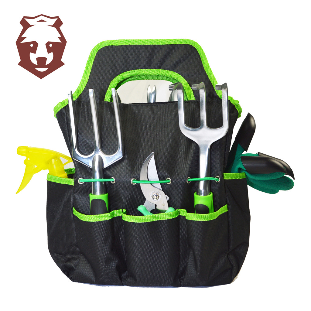 亚马逊源头厂货镁铝合金花园工具9件套园林园艺工具套装绿色