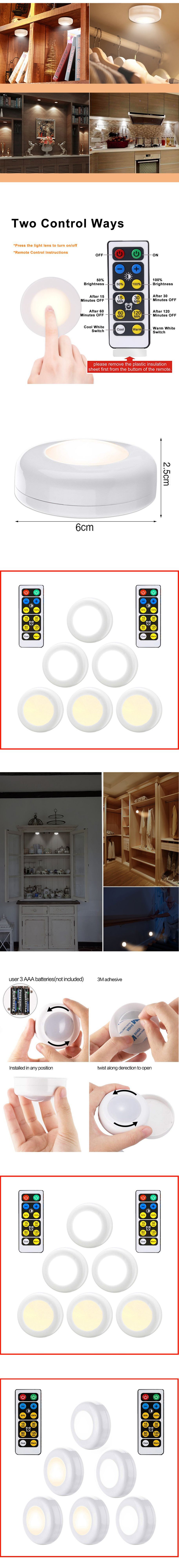 Sensor de Toque Energia da Bateria Adequado para Cozinha Luz do Armário sem Fio Pode Escurecido Dupla Led Noite Lâmpadas Controle Remoto Escada Ser Cor 9 Luzes e Iluminação