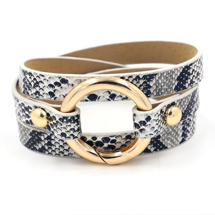 2019 Cross-border Explosions Fashion Golden Ring Bracelet Multi-layer Winding Serpentine Pu Leather Bracelet Ladies Bracelet