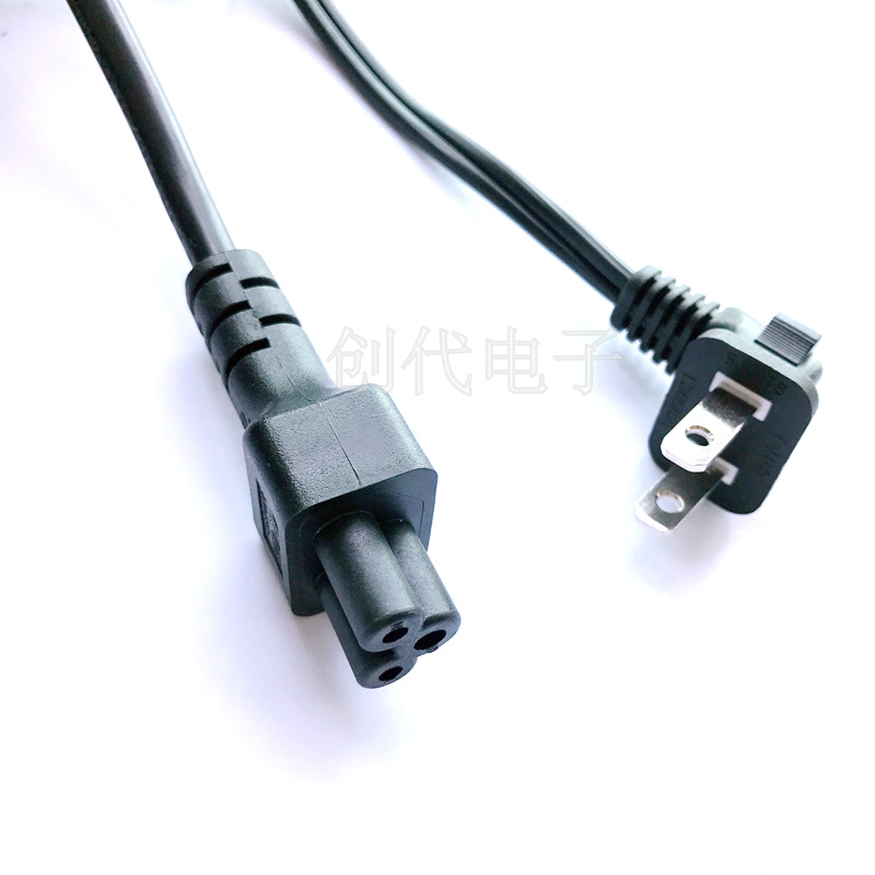 美国插头电源线 二芯 弯头两插梅花尾电源线 SPT-2*18美规插头线
