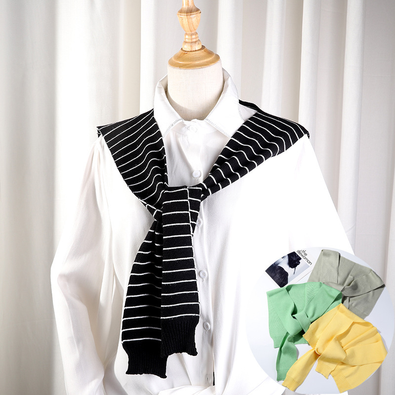 2pcs Knitted shawl female cape detachable blouse decor collar Dongdaemun casual multicolor scarf fake collar bow tie collar waistcoat