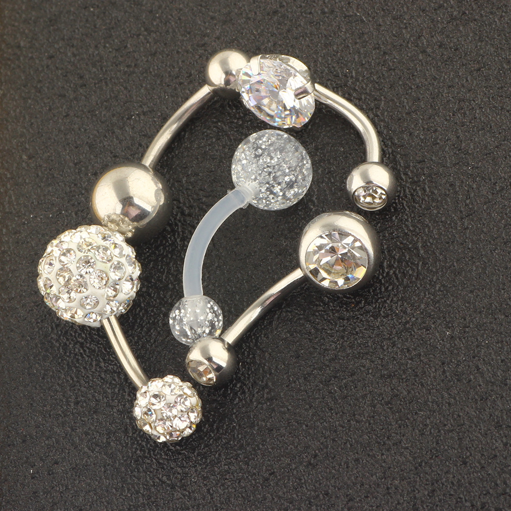 Stainless Steel Belly Button Ring 5 Piece Set Belly Rings Body Piercing Jewelry detail image 11
