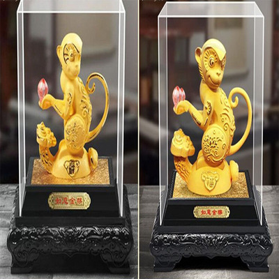 小號如意金猴絨沙金猴年擺件財源滾滾商務禮品工藝品